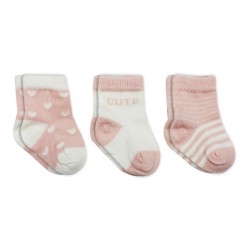 3'Lü Penye Cute Stars Soket Çorap BS10115 Pembe