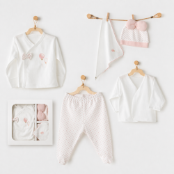  AC25550 Newborn Set Pınk Baloons 5'Li Hastane Çıkışı Ekru