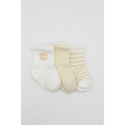Little Love Girl 3'lü Penye Soket Çorap 10137 Ekru