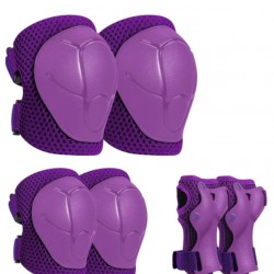 Çocuk Koruyucu Set Dizlik Dirseklik Bileklik 6 Parça Paten Scooter Bisiklet Kaykay Koruyucu Mor Renk
