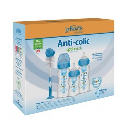 Geniş Ağız Anti Kolik Options+ PP Biberon Hediye Seti Mavi
