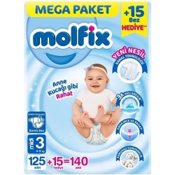 Mega Paket Bebek Bezi 3 Beden 4-9 Kg 140 Adet