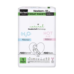 Natural Double Soft Bebek Bezi Fırsat Paketi 1 Beden 50 Adet