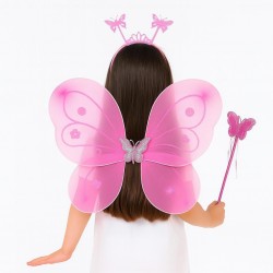 Pembe Kız Seti – 50 cm Kanadı, Taç ve Asa